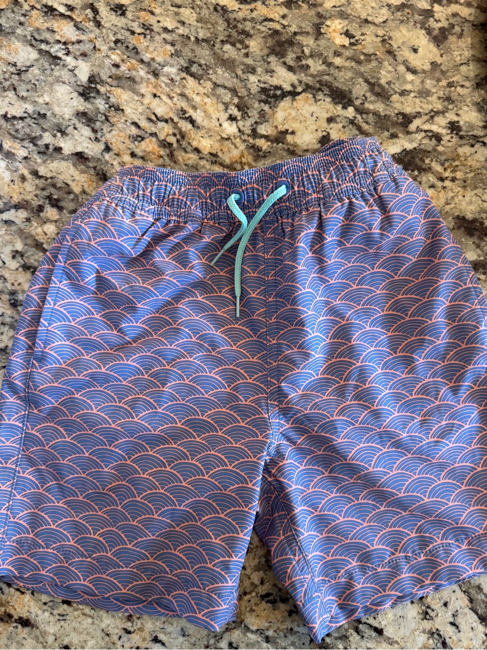 Crewcuts Blue & Pink Scallop-Pattern Swim Shorts
